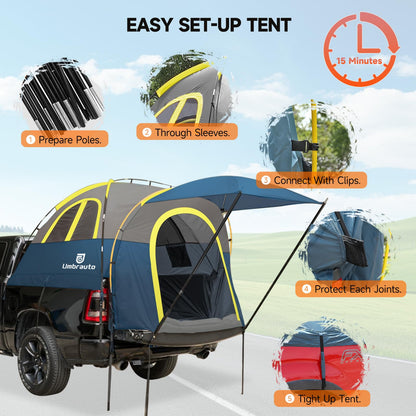 Truck Bed Tent 5.5-6ft: Easy Set Up Umburato Pickup Truck Tents for Camping, Waterproof PU3000mm Canopy for Truck Camper, Portable, Spacious for 2 Person Green