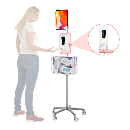 Medical Mobile Stand – CTA Medical Mobile Floor Stand for iPad 7/8/9 Gen 10.2”, 12.9” iPad Pro, 11” iPad Pro, iPad mini, iPad Air 4, Surface Pro X, and Other 7-13" Tablet - White