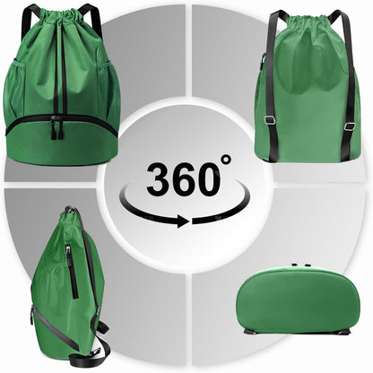 Hoedia Sports-Kordelzugrucksack – Schwimm-Turnbeutel mit Schuhfach und wasserdichter Tasche für Damen und Herren