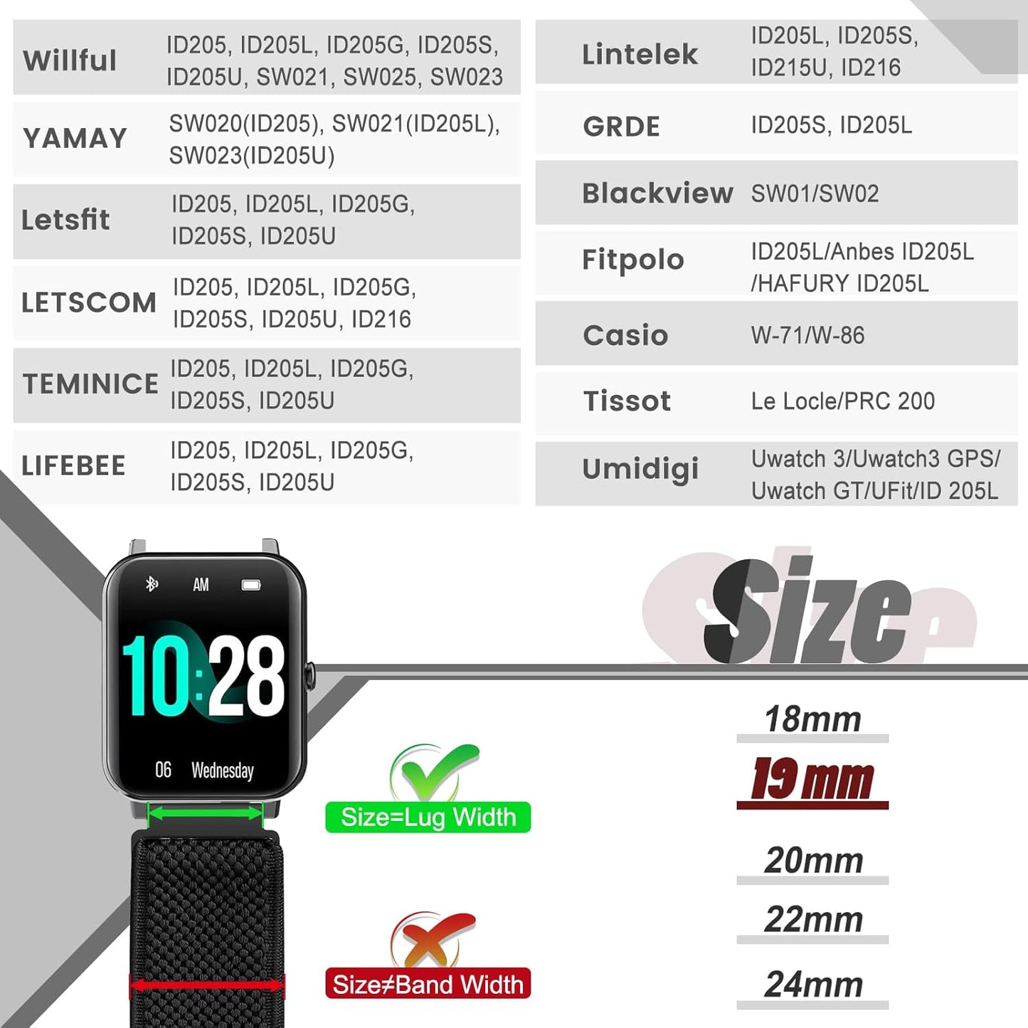 Runostrich Schnellverschluss-Nylon-Uhrenarmband - Breitenwahl - 18mm, 19mm, 20mm, 22mm, 24mm elastische Uhrenarmbänder verstellbares dehnbares Solo Loop Sport Nylon Ersatzarmband für Damen Herren, 3 Stück