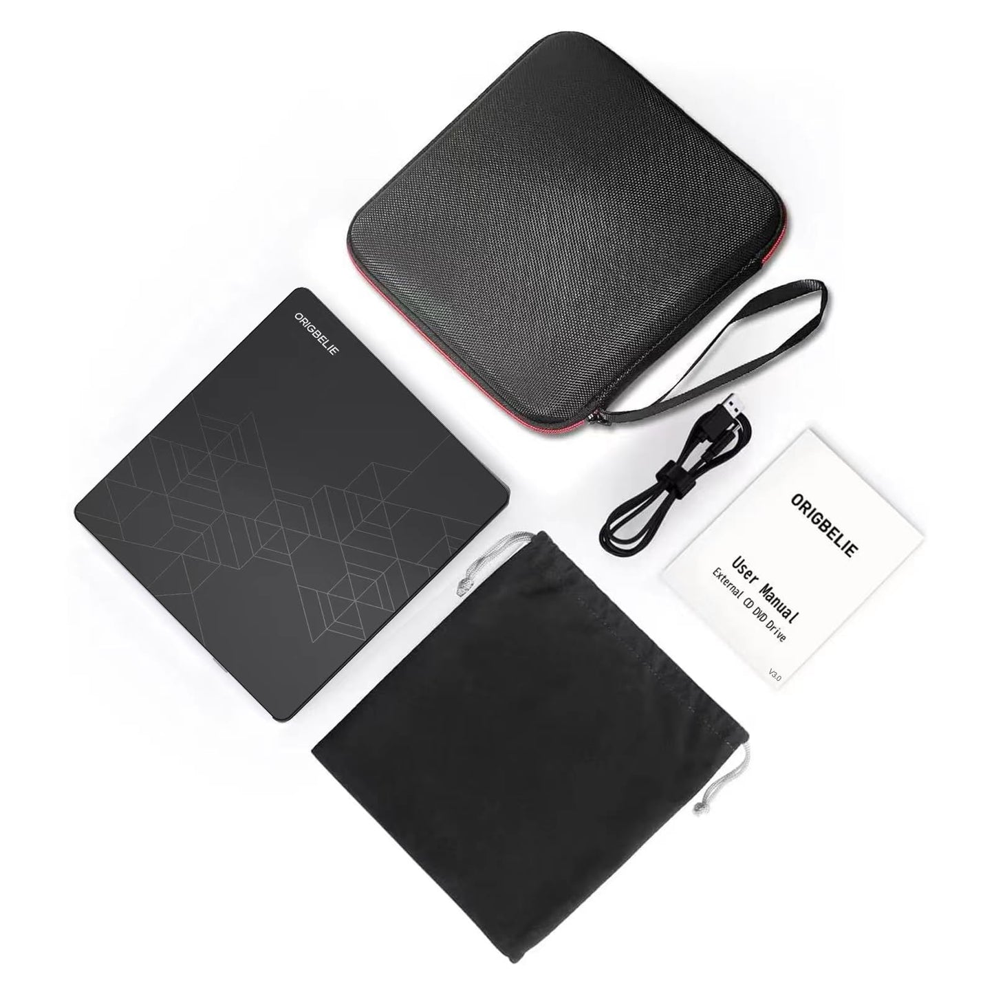 ORIGBELIE externes DVD-Laufwerk, CD-Laufwerk USB 3.0 Typ-C CD/DVD ROM +/-RW Adapter mit USB-Anschluss DVD-Brenner für Laptop, PC, Desktop-Computer, optisches Laufwerk CD-Player kompatibel mit Mac Windows Linux