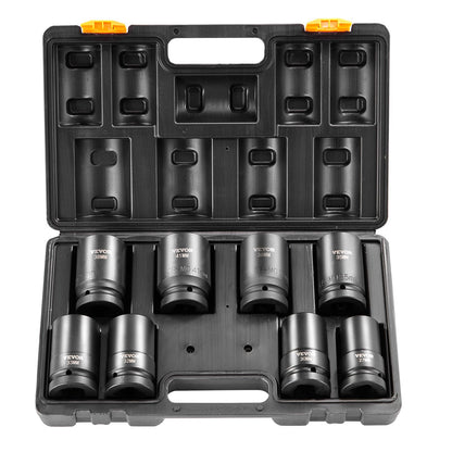 VEVOR 91-Piece 1/2" Drive Impact Socket Set, SAE (5/16" to 1-1/4") & Metric (8 to 32 mm), CR-V, Deep & Shallow, 6 Point, Ratchet Handle, Universal Joint, Adapters, Extension Bars (3, 5, 10 in)