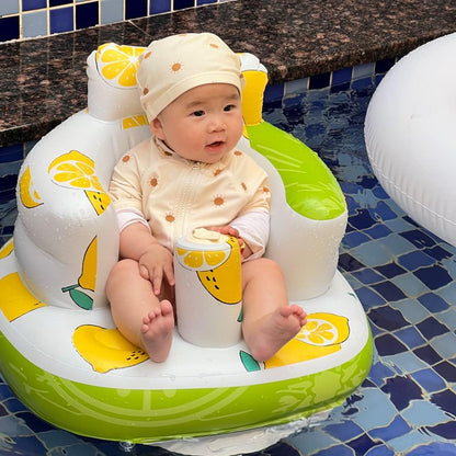 Aufblasbarer Babysitz, aufblasbarer Babystuhl für Babys ab 3 Monaten, aufblasbarer Sommerstuhl mit integrierter Luftpumpe, Baby-Bodensitz zum Sitzenlernen, Spielen, Campen, Orange