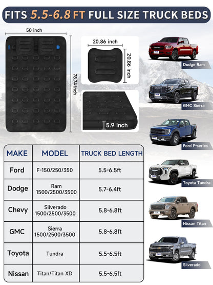 Umbrauto Car Air Mattress Backseat| Inflatable Truck Back Seat Camping Airbed for SUV Rear Seat, Blow Up Sleeping Travel Bed for Van Trunk with Pump & Pillows