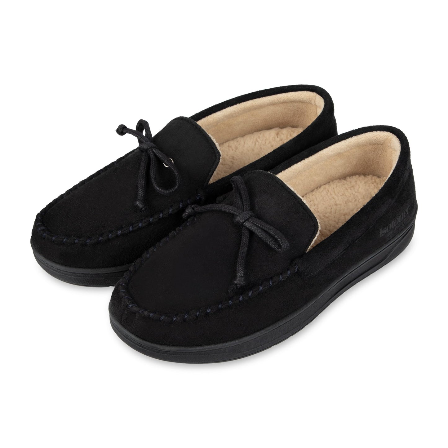 isotoner Men's Slip-on Indoor/Outdoor Microsuede Memory Foam Comfort Moccasin Slippers