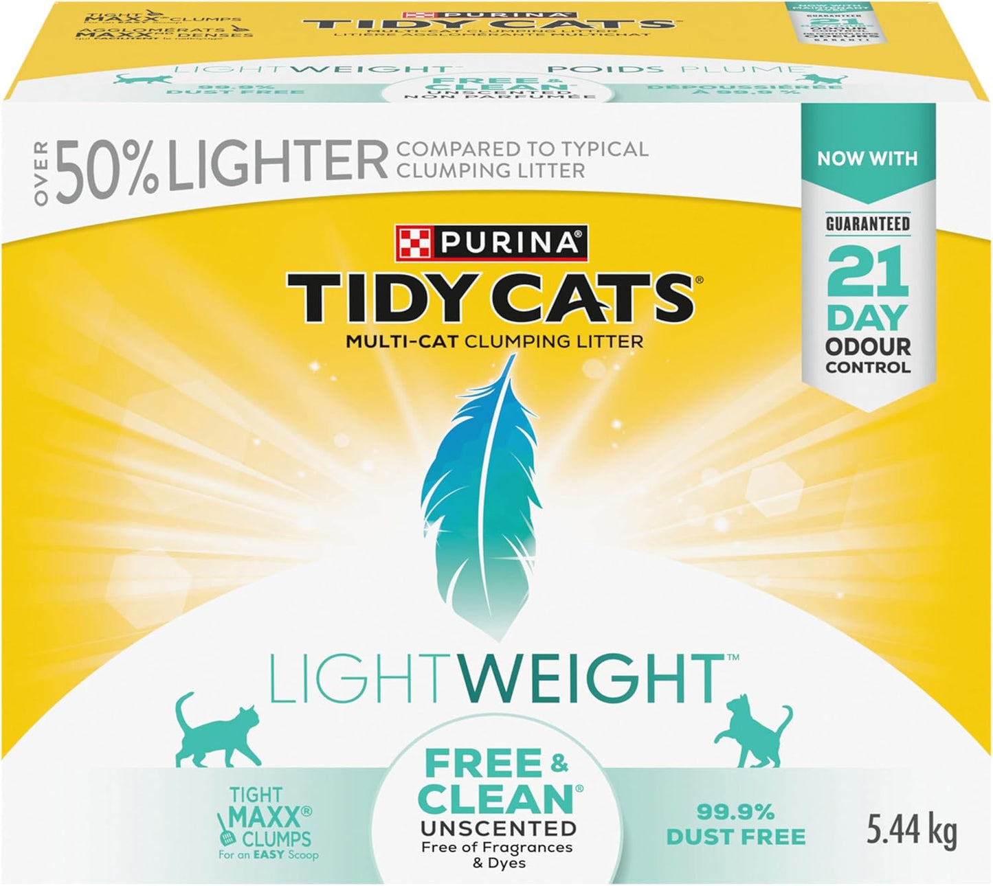 Tidy Cats Free & Clean Katzenstreu, Leicht Ungeduftet Mehrkatzenhaushalt - 5,44 kg Box