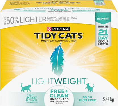 Tidy Cats Free & Clean Katzenstreu, Leicht Ungeduftet Mehrkatzenhaushalt - 5,44 kg Box