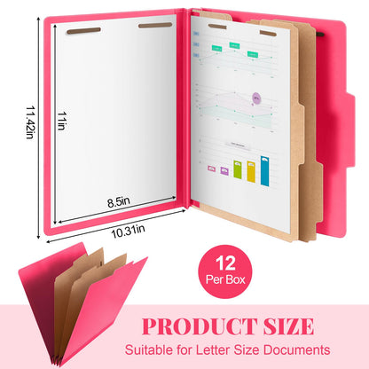 Skyygemm 24 Pcs Classification Folders Letter Size Bulk - 2 Dividers Pressboard File Folder with 3. 5 Inch Expansion, 2 Prongs Fastener, Heavy Duty Office File Organizer for Teacher Medical (Yellow)