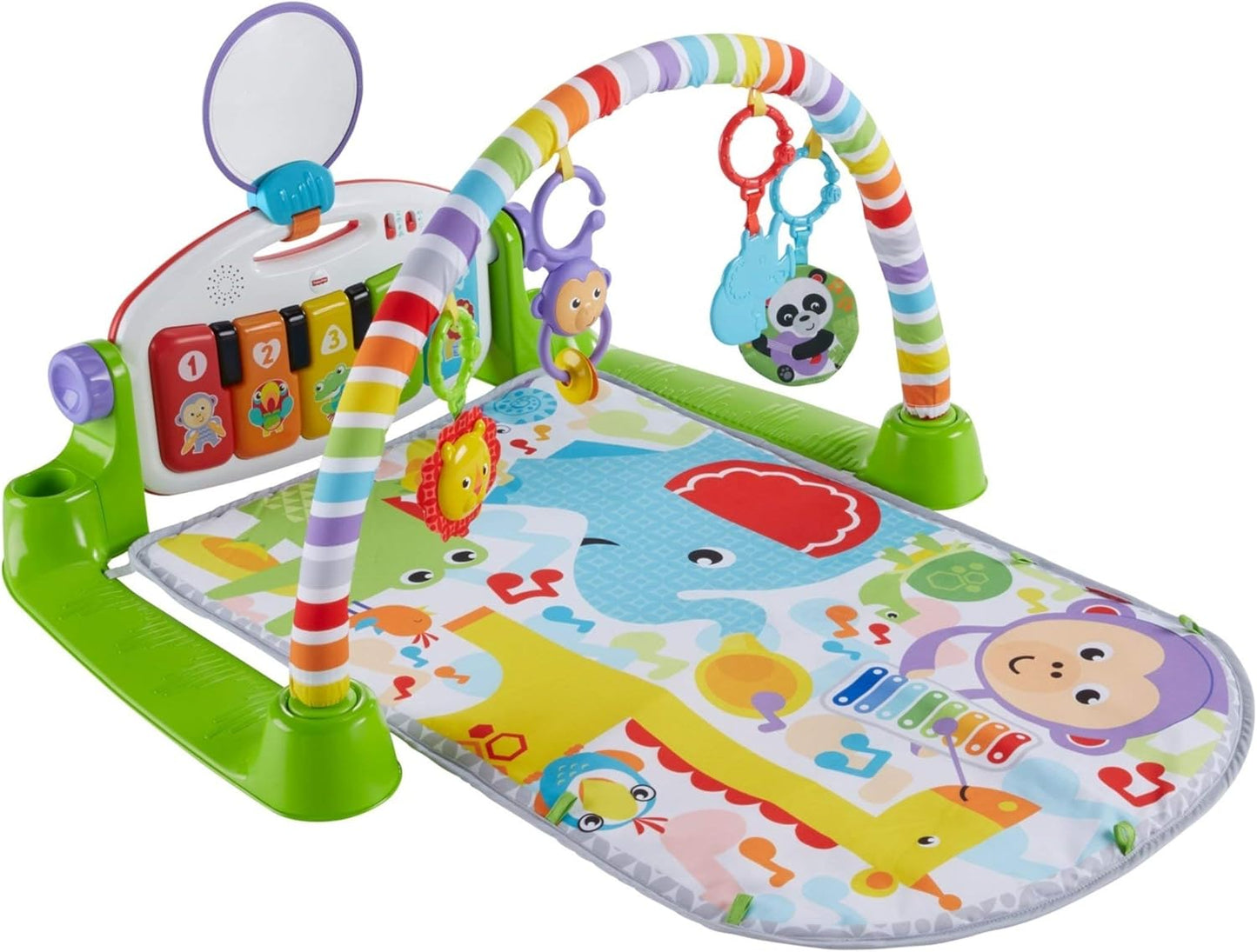 Fisher-Price Baby-Spielmatte „Glow and Grow Kick & Play Piano Gym“, blaues musikalisches Lernspielzeug mit Entwicklungsaktivitäten für Neugeborene ab 0 Monaten
