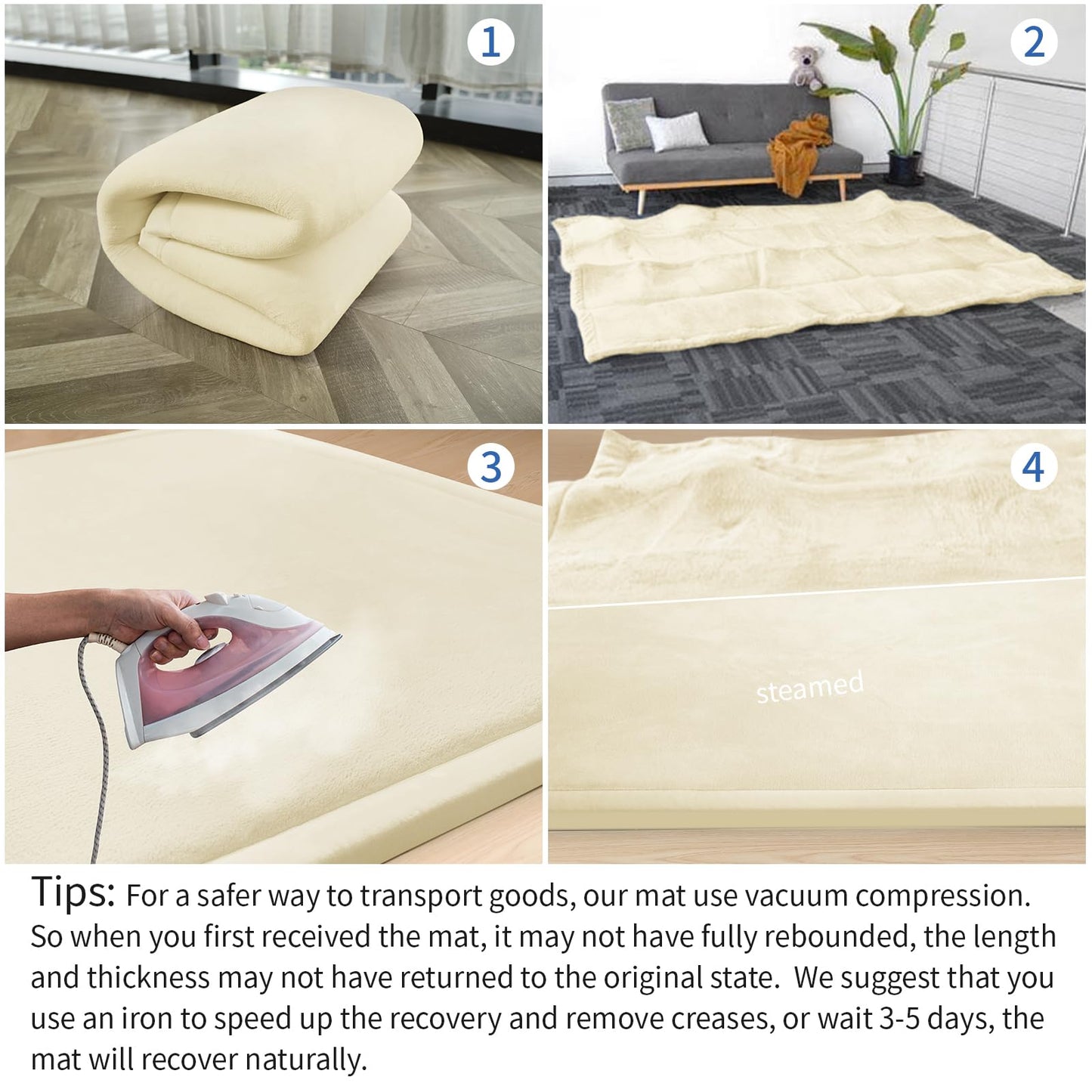 Huloo Sleep Ultra Soft Baby Spielmatte für den Boden, 3,3 cm dicke Elasti-Foam 127x127 cm Laufgittermatte für Kleinkinder, rutschfeste Rückseite, sicher zum Krabbeln und für die Bauchlage, Tatami-Stil (Dunkelgrau)