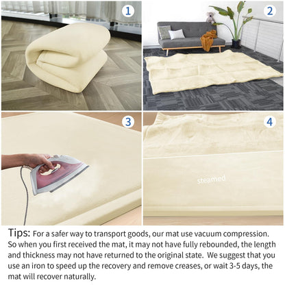 Huloo Sleep Ultra Soft Baby Spielmatte für den Boden, 3,3 cm dicke Elasti-Foam 127x127 cm Laufgittermatte für Kleinkinder, rutschfeste Rückseite, sicher zum Krabbeln und für die Bauchlage, Tatami-Stil (Dunkelgrau)