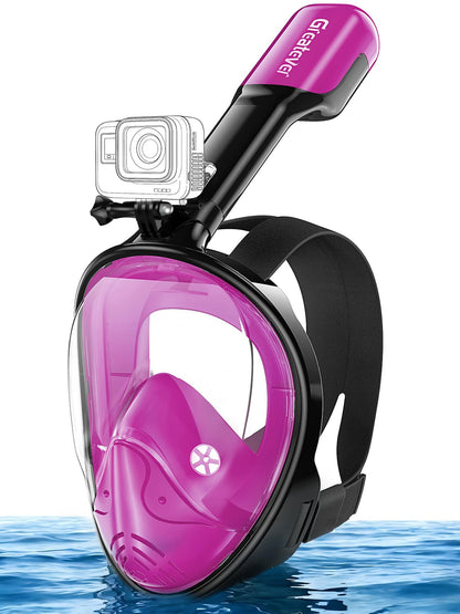 Greatever Full Face Snorkel Mask, Snorkeling Gear for Adults with Latest Dry Top Breathing System and Detachable Camera Mount, Foldable Snorkel Mask Adult, Snorkels Anti-Fog & Anti-Leak