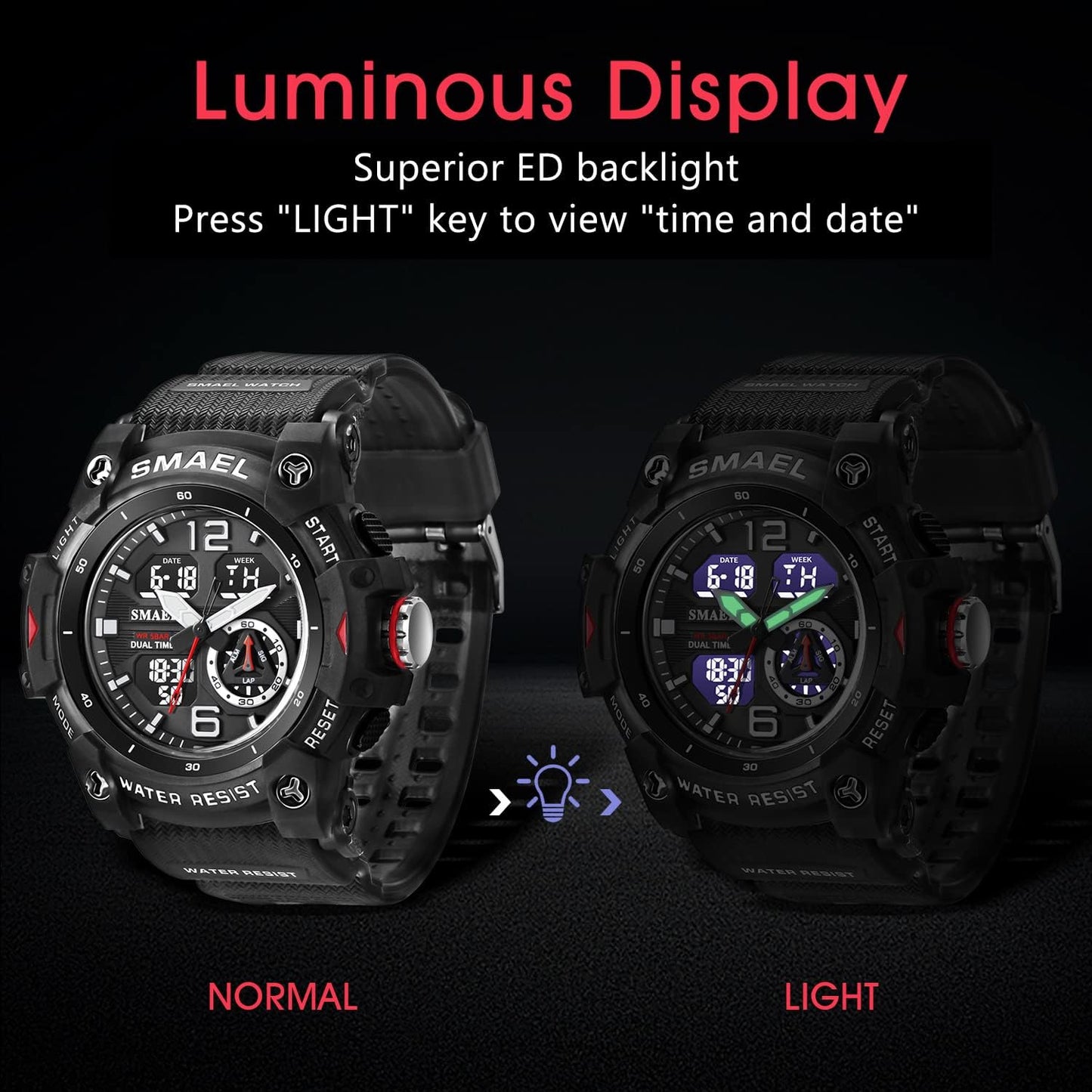 Herren Digitaluhr, Sportuhren für Männer Outdoor Militär Digital Analog Stoppuhr Wasserdicht Multifunktionale Armbanduhr