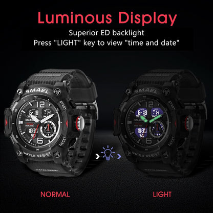 Herren Digitaluhr, Sportuhren für Männer Outdoor Militär Digital Analog Stoppuhr Wasserdicht Multifunktionale Armbanduhr