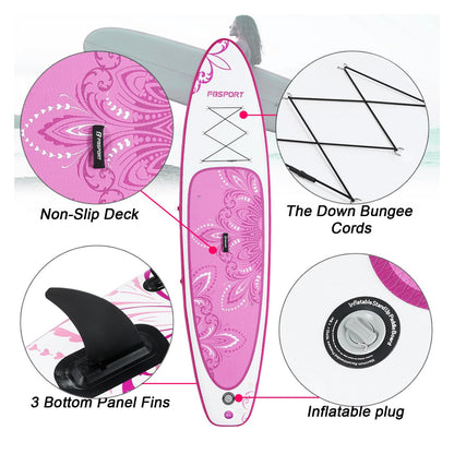 FBSPORT 11' Premium Stand Up Paddle Board, Yoga Board with SUP Accessories & Carry Bag | Wide Stance, Surf Control, Non-Slip Deck, Leash, Paddle and Pump for Youth & Adult