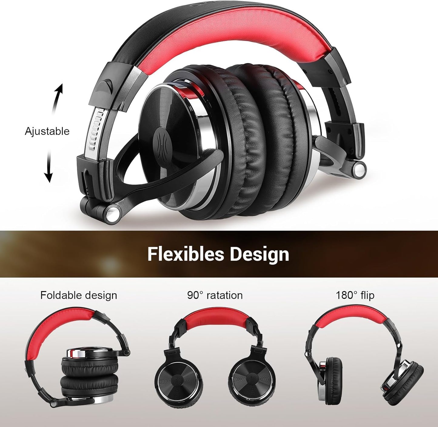 OneOdio Pro-10 Over-Ear Kabelkopfhörer für Schule Studio-Monitor & Mixing DJ Stereo-Headsets, 50mm Neodym-Treiber, Inline-Mikrofon, 3,5mm/6,35mm Klinke für Verstärker Computer Aufnahme Telefon Klavier Gitarre