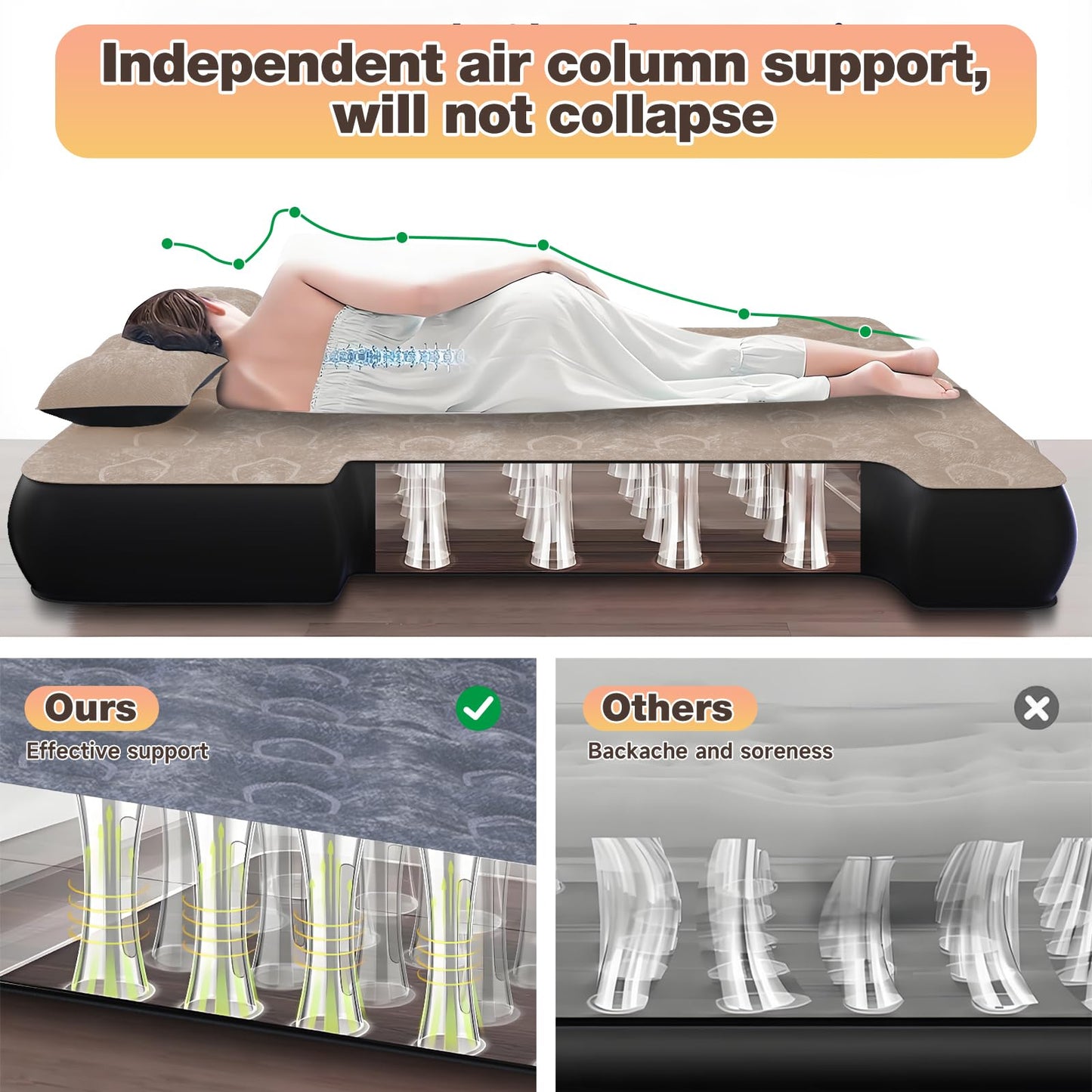 Umbrauto Car Air Mattress Backseat| Inflatable Truck Back Seat Camping Airbed for SUV Rear Seat, Blow Up Sleeping Travel Bed for Van Trunk with Pump & Pillows