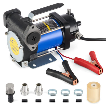Orion Motor Tech Electric Fuel Transfer Pump with Auto-Shutoff, 3.2GPM Gas Can Pump, 51" Hose, USB-C & AA Battery (NO BATTERIES INCLUDED) Powered, 4 Adapters for Gasoline, Diesel, Kerosene, Blue