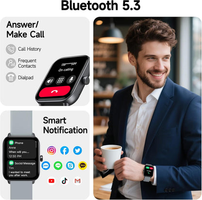 Smartwatch für Herren Damen (Anrufe entgegennehmen/tätigen), Alexa-Smartwatch kompatibel mit Android iOS, Fitness-Tracker mit Herzfrequenz-SpO2-Schlafmonitor, 1,8 Zoll HD DIY Zifferblatt Wasserdichte Uhr mit Bluetooth-Anruffunktion