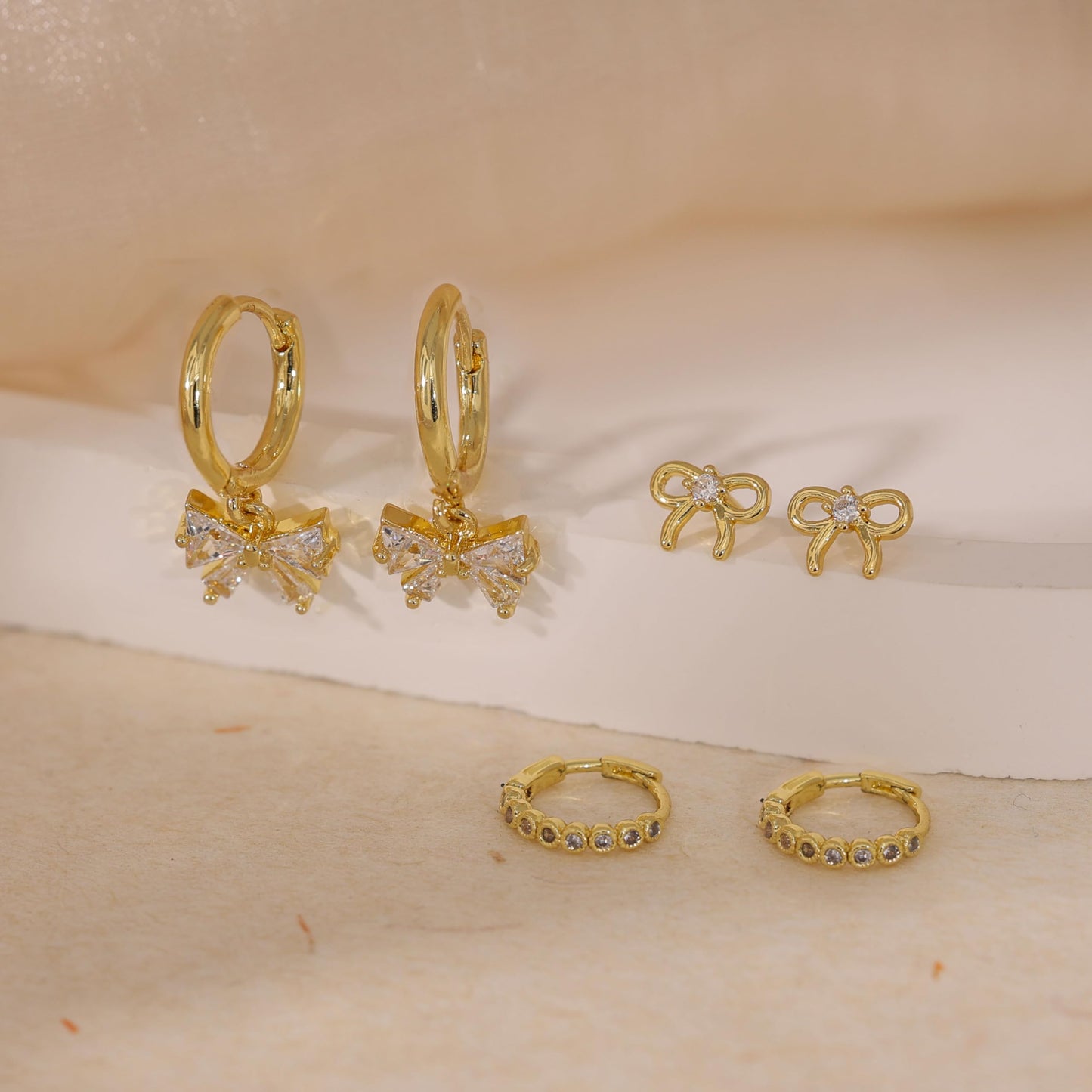 Gold Earrings For Women, Dainty Huggie Earrings Stack 14K Gold Plated Pearl Dangle Earrings for Women Trendy Cute Hypoallergenic Unique Gold Earring Stack Fashion Gold Jewelry Gifts