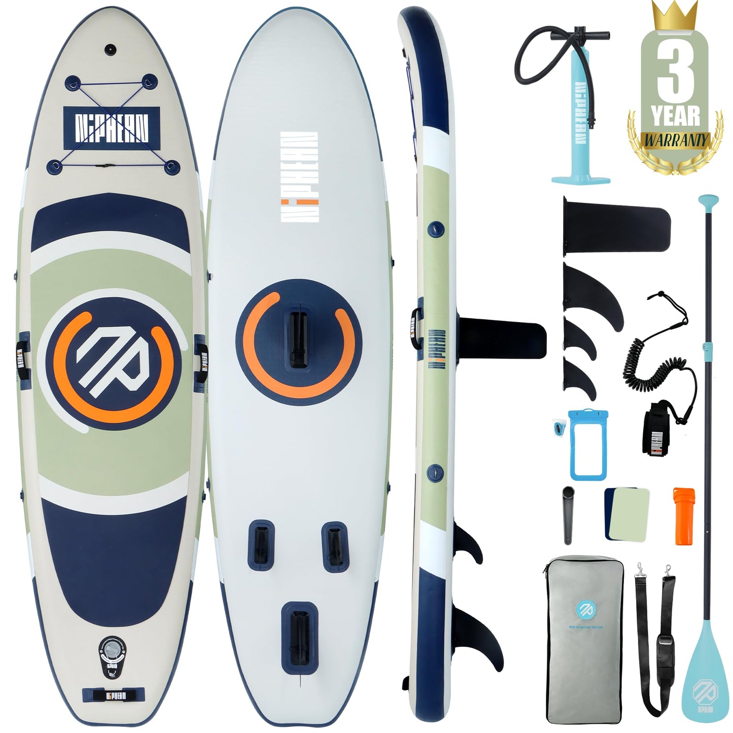 Niphean（Ultra-Light） Inflatable Paddle Board with StabilTrac Fin and Durable SUP Accessories, 10' Stand Up Paddle Boards for Adults & Youth, Versatile Yoga Paddle Board, Gift Ideas