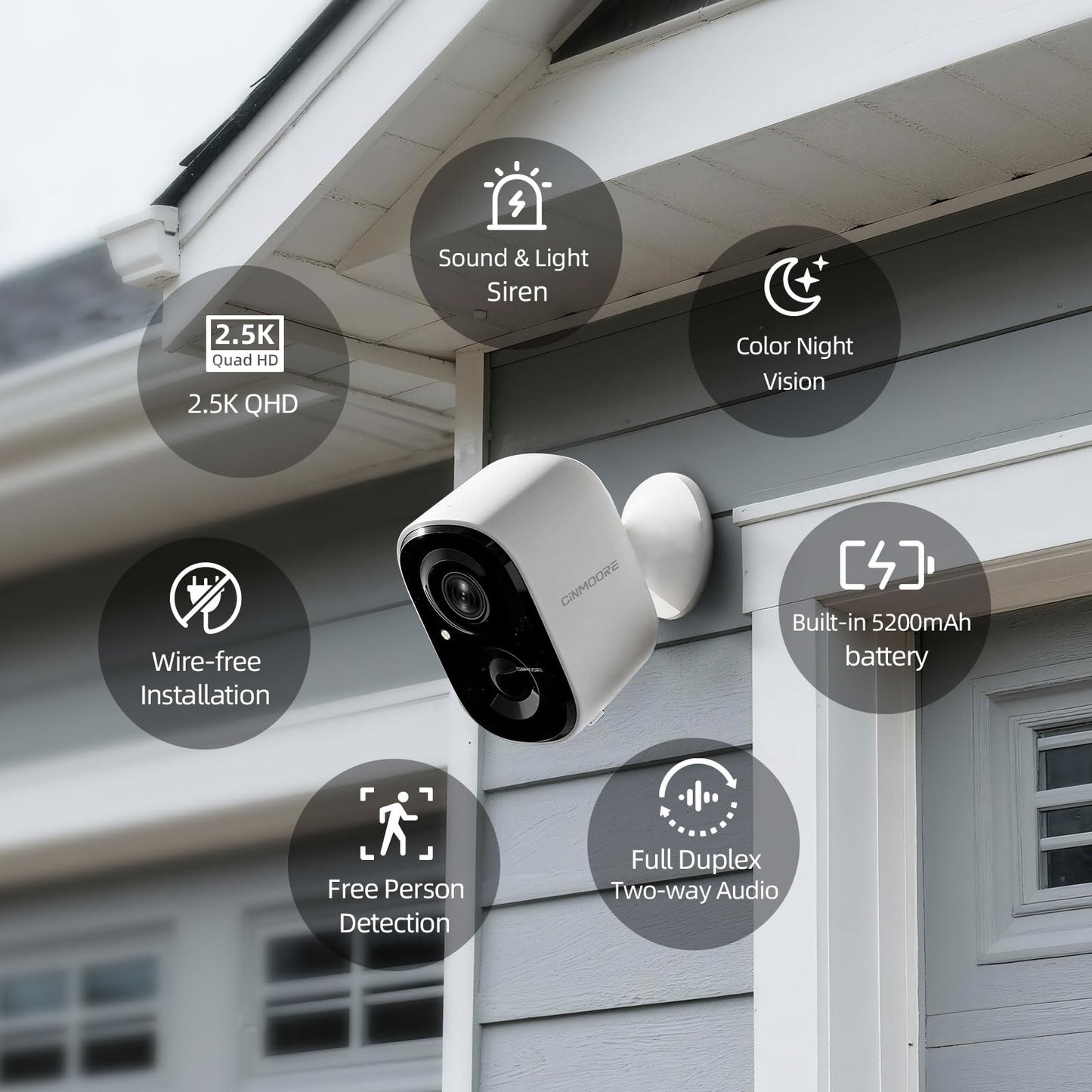 2.5K Wireless Home Security Cameras 2-Pack, Outdoor WiFi Non-Subscription AI Person Detection, 4MP Color Night Vision, Full Duplex 2-Way Audio, IP66 Waterproof Battery Powered, U.S. AWS Cloud