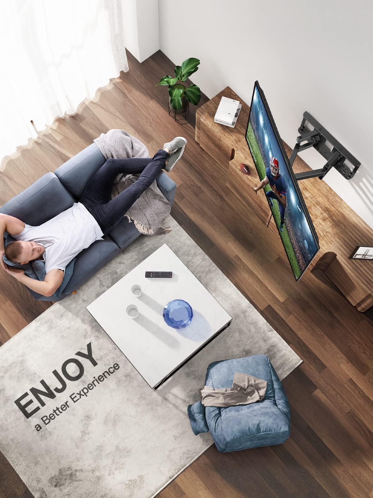 Pipishell TV Wall Mount for 26-74 inch LED LCD OLED 4K TVs up to 99lbs, Full Motion TV Mount Bracket Articulating Swivel Extension Tilting Leveling Max VESA 400x400mm, Fits 12/16 Inch Wood Studs