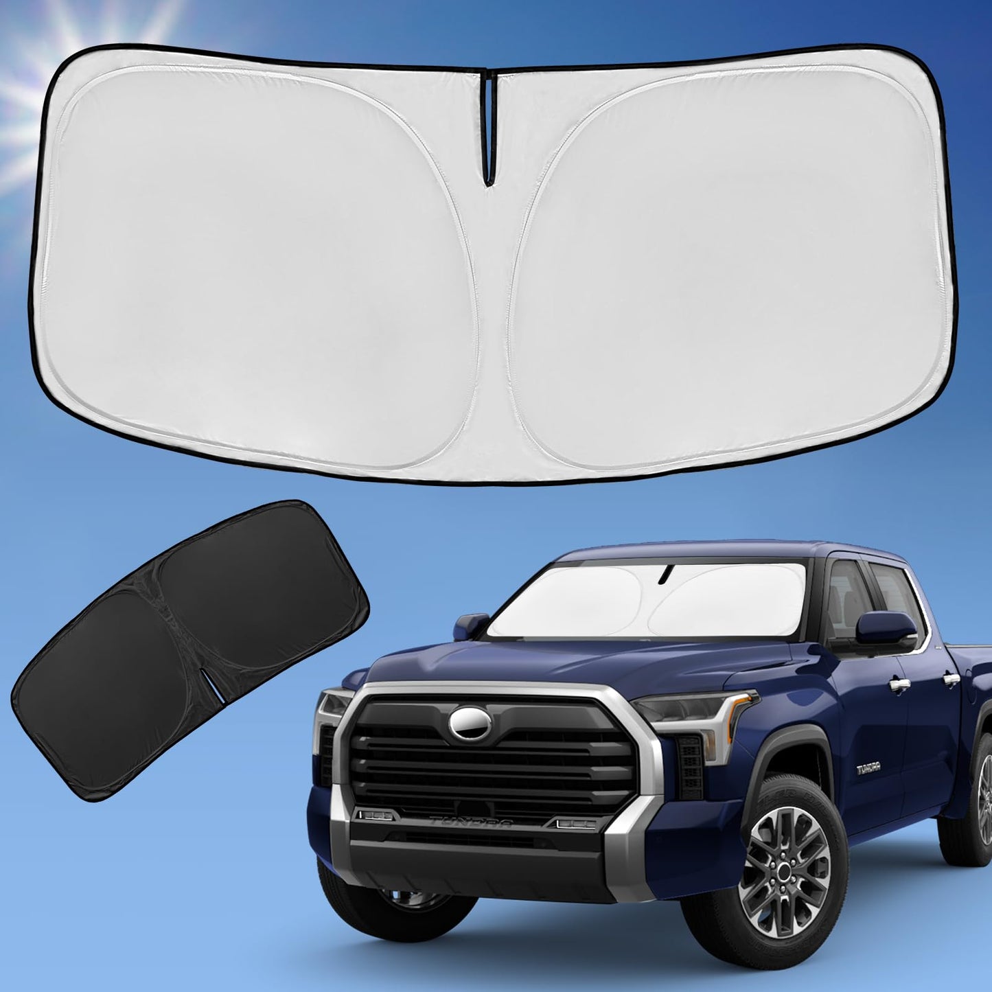 for Toyota Tacoma 2016-2023 2024 2025 2026 Sun Shade Sunshade Windshield Cover - 4 Layers Front Window Shade Custom Fit Tacoma 2Dr 4Dr Pickup Sun Visor 240T Shade Blocks UV Rays Car Accessories