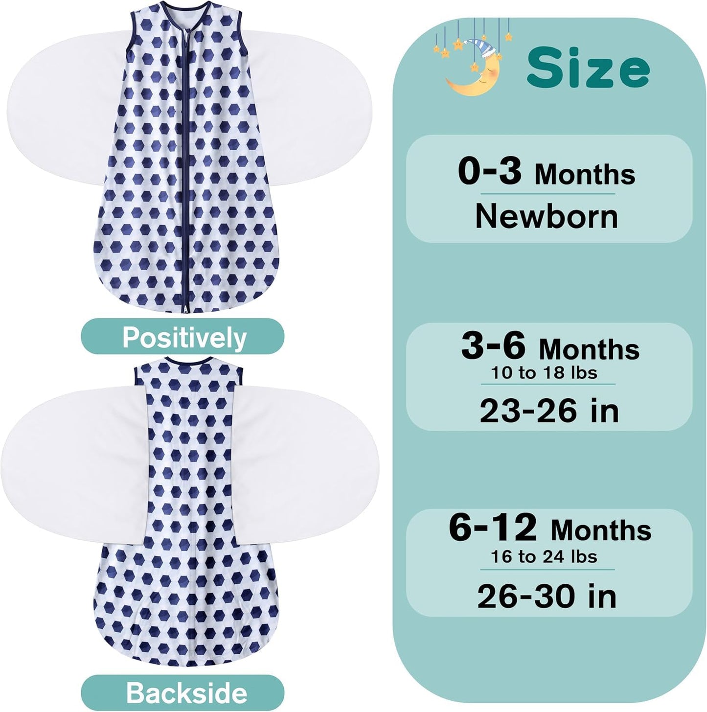 BSTOPPT Fleece Newborn Sleep Sack Baby Swaddle,3-Way Adjustable Wearable Blanket,2 Pack Fleece Swaddling sleeping bag TOG 2.0， (Blue&Green, 0-3 Months)