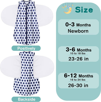 BSTOPPT Fleece Newborn Sleep Sack Baby Swaddle,3-Way Adjustable Wearable Blanket,2 Pack Fleece Swaddling sleeping bag TOG 2.0， (Blue&Green, 0-3 Months)