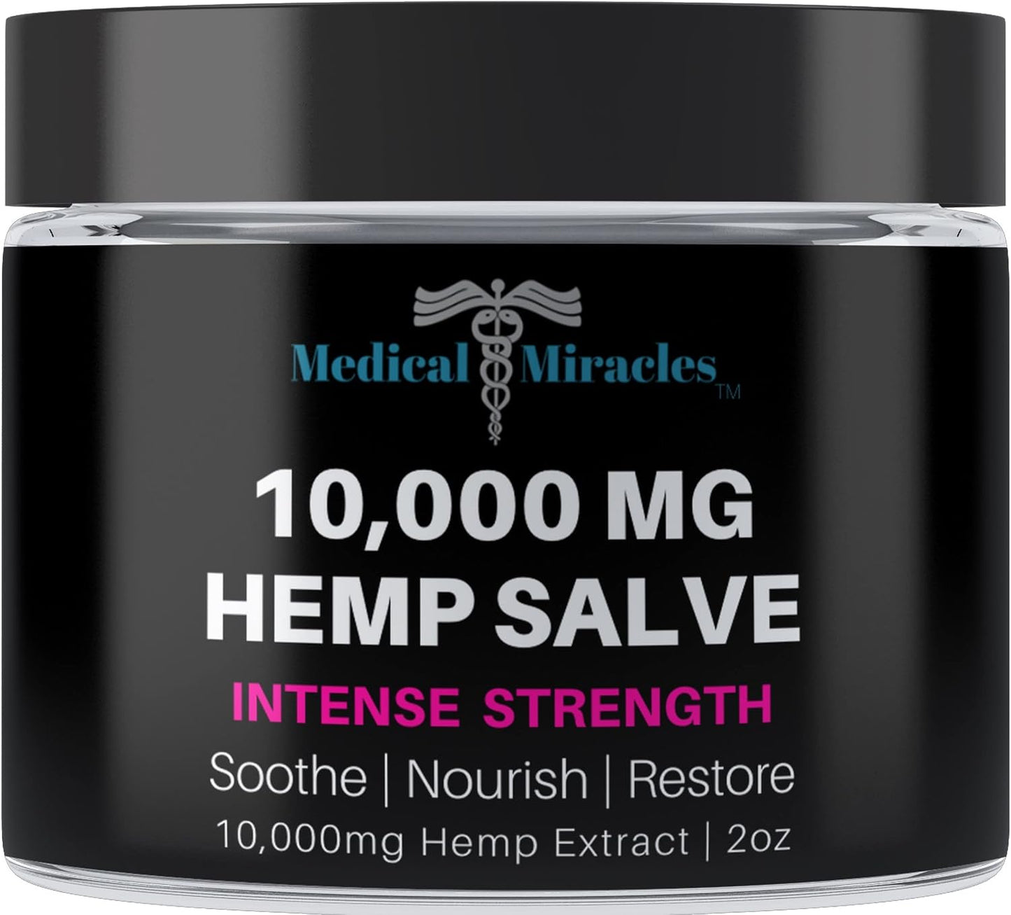 Medical Miracles Hemp Salve Intense Strength 10,000 MG. Ideal for Hips, Joints, Neck, Back, Elbows, Fingers, Hands, and Knees.