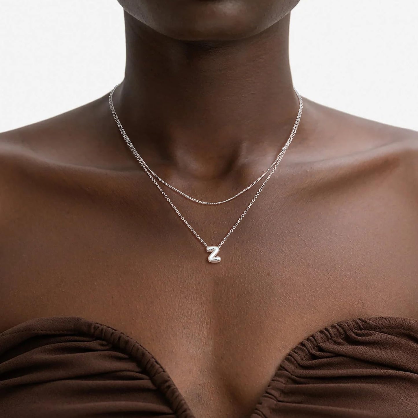Thaivor Osterkorb-Füller – Initialen-Halsketten für Frauen, 14K vergoldete Bubble Letter Halskette, geschichtete zierliche süße Choker-Anhänger, Stapel-Schmuck, Mode-Accessoires, Teenager-Trendgeschenk