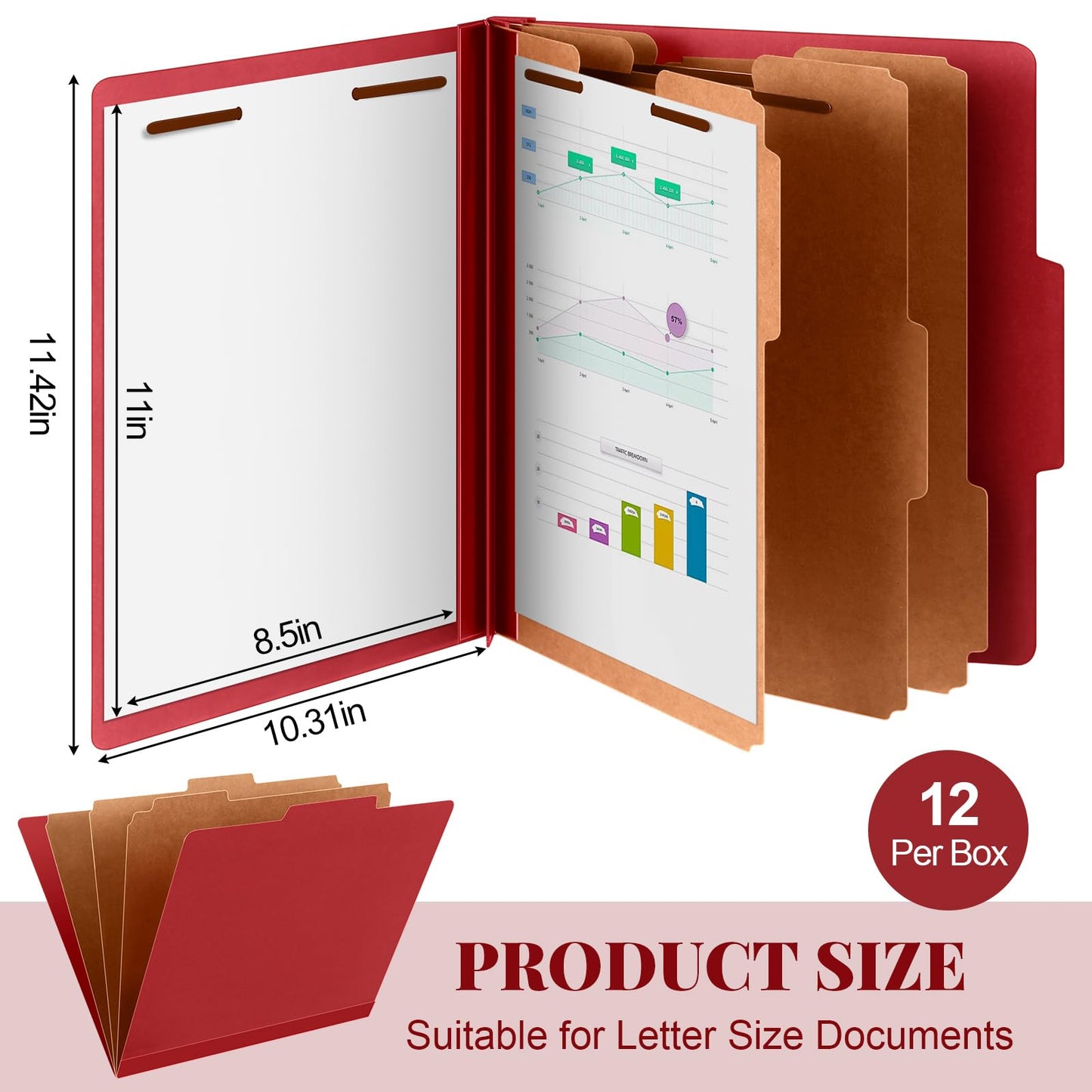 Skyygemm 24 Pcs Classification Folders Letter Size, 3 Divider Pressboard File Folder with Fasteners, Expanding File Organizer Bulk for School Teachers, Office Employee, Coworker, Staff (Yellow)