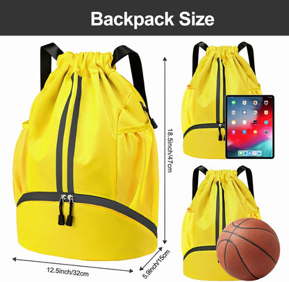 Hoedia Sports-Kordelzugrucksack – Schwimm-Turnbeutel mit Schuhfach und wasserdichter Tasche für Damen und Herren