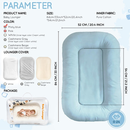 Baby Lounger & Snuggle Nest for Newborn 0-24 Months, Baby Nest Supervised Breathable Cotton for Newborn, Breathable Portable Infant Lounnger for Travel and Home, Pink (Lounger Cover Included)