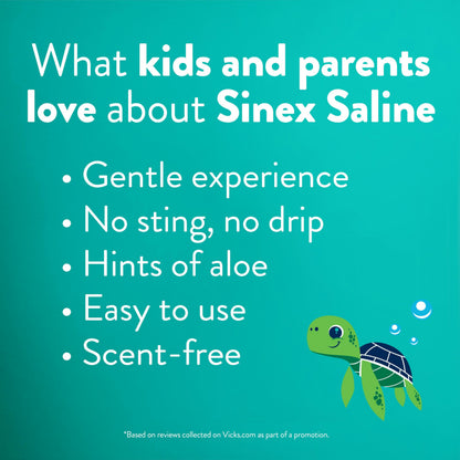 Vicks Sinex, Children's Saline Nasal Spray, Drug Free Ultra Fine Mist with Hint of Aloe, Ages 1+, Fast Everyday Stuffy Nose Relief for Kids, Clear Mucus from a Cold or Allergy, 5 OZ x 2