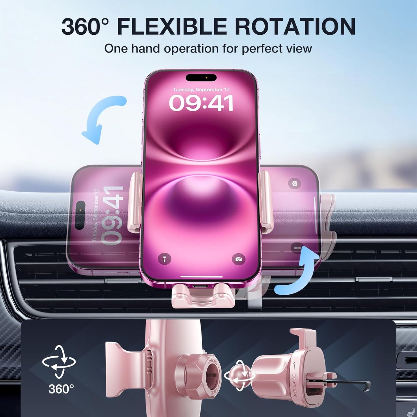 Miracase Handyhalterung für Lüftungsschlitze im Auto【2026 Breitere Klemme & Metallhaken】 Handyhalterung für Lüftungsschlitze im Auto, Freisprechfunktion, Handy-Autohalterung für iPhone 17 Pro Max 16 15 14 13 12 Samsung S25 Autozubehör