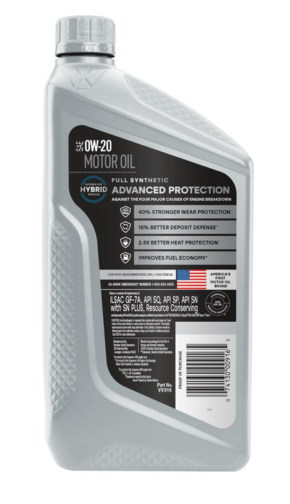 Valvoline Advanced Full Synthetic SAE 0W-20 Motor Oil 5 QT