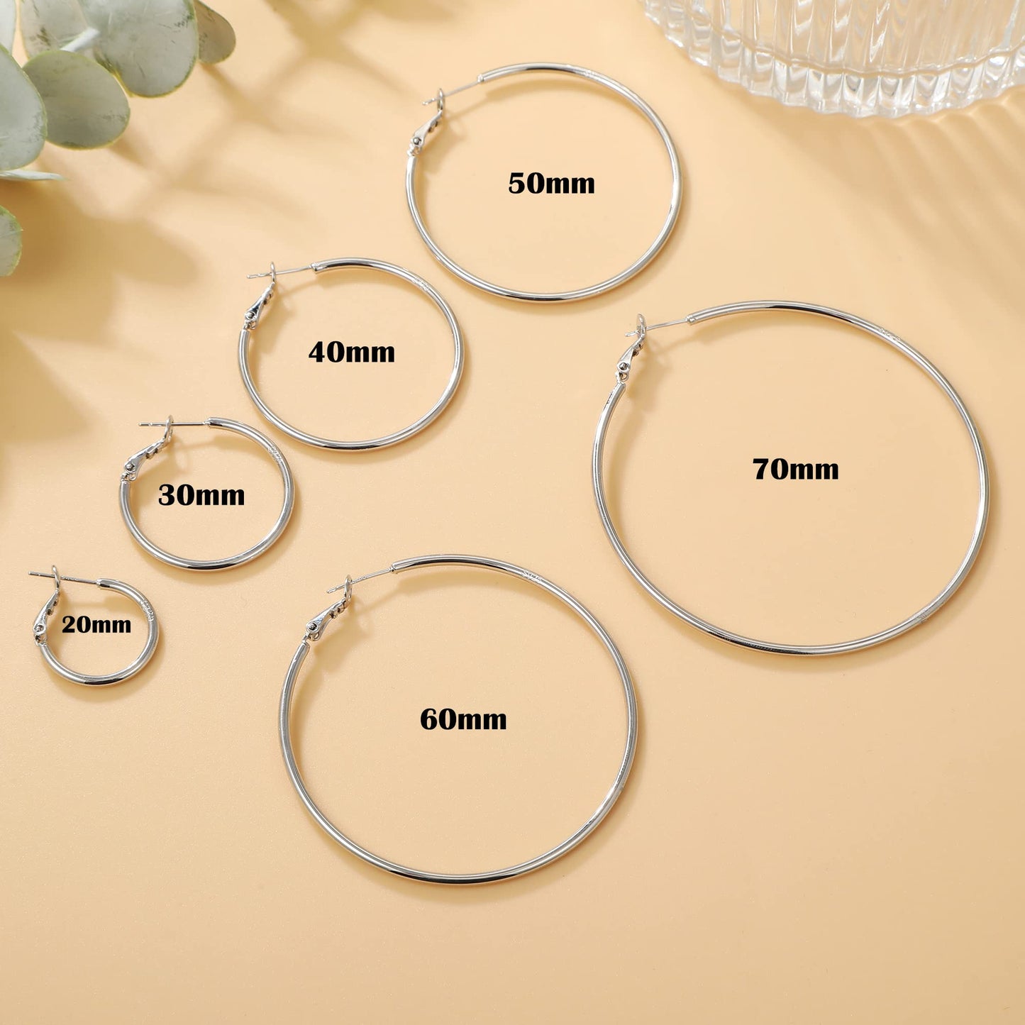 Große Gold Creolen für Frauen, Hypoallergene Dünne Gold Creolen, Sterling Silber Creolen für Damen, Extra Große, Mittelgroße, Große Creolen
