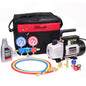 XtremepowerUS 3CFM 1/4HP Vacuum Pump HVAC R134a, R12, R22, R410a, A/C Refrigeration R134 Can Tap Adapter, R134 Quick Connector AC Manifold Gauge Air Conditioner Oil Bottle w/Bag