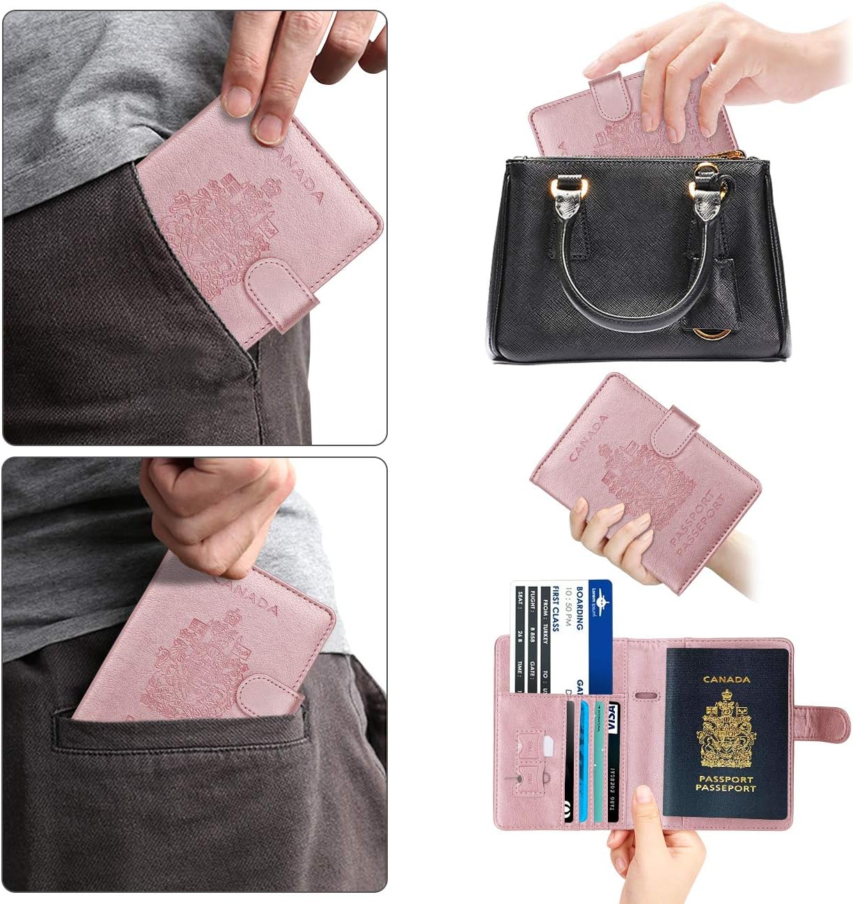 WALNEW RFID-blockierende Reisepasshülle Reisebrieftasche Schutzhülle