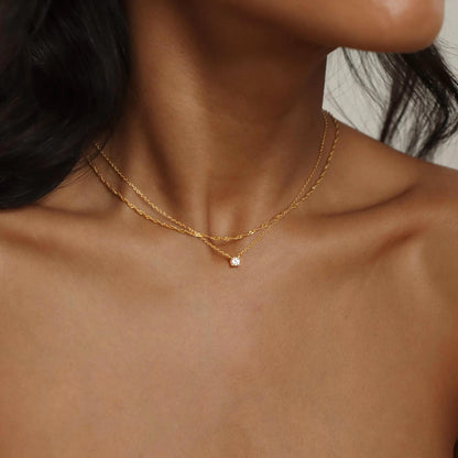 Tewiky Dainty 14k Gold Plated/Silver Cubic Zirconia Necklaces for Women, Simple CZ Jewelry Necklaces Trendy Gifts