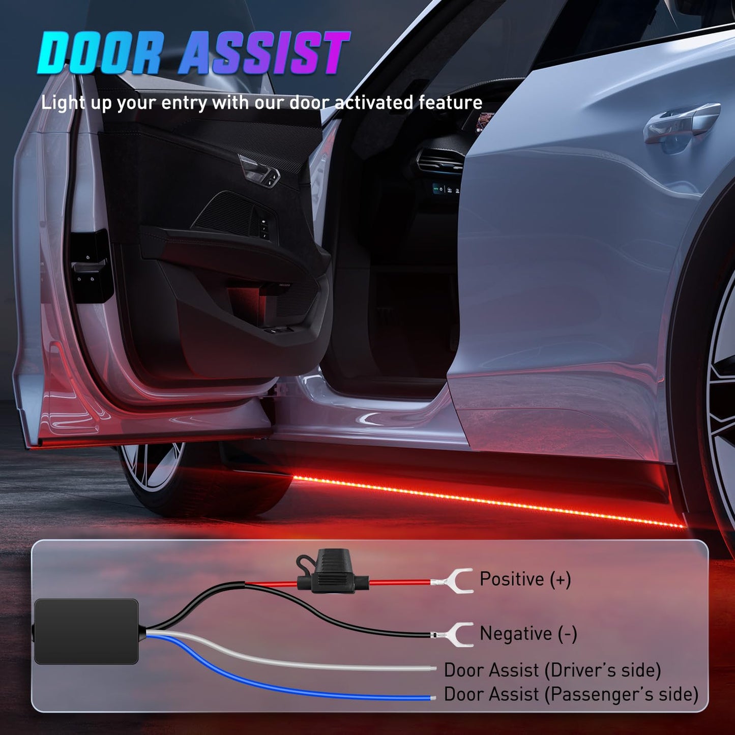 Nilight 4Pcs Car Underglow Neon Accent Strip Lights 252 LEDs RGB 8 Color Sound Active Function Music Mode with Wireless Remote Control Underbody Light Strips for Cars Van SUV Truck