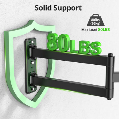 USX MOUNT Swivel TV Wall Mount for 26-60 Inch TVs up to 80 lbs, Single Articulating Arm, Full Motion TV Wall Mount Bracket with Swivel and Tilt, Max VESA 400x400mm