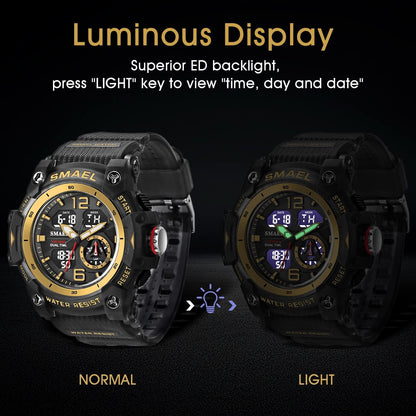 Herren Digitaluhr, Sportuhren für Männer Outdoor Militär Digital Analog Stoppuhr Wasserdicht Multifunktionale Armbanduhr