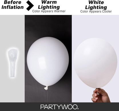 PartyWoo White Balloons 155pcs Different Sizes Pack of 18 12 10 5 Inch Matte White Latex Balloon Arch Kit Garland for Wedding Bridal Graduation Baby Shower Birthday Party Decorations White-Y13