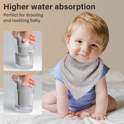 NISXABEBE Musselin-Baby-Lätzchen, 6er-Pack, Baby-Bandana-Spucktücher aus 100 % Baumwolle für Jungen und Mädchen, unifarbene Lätzchen für Spucken und Zahnen (Jungen)