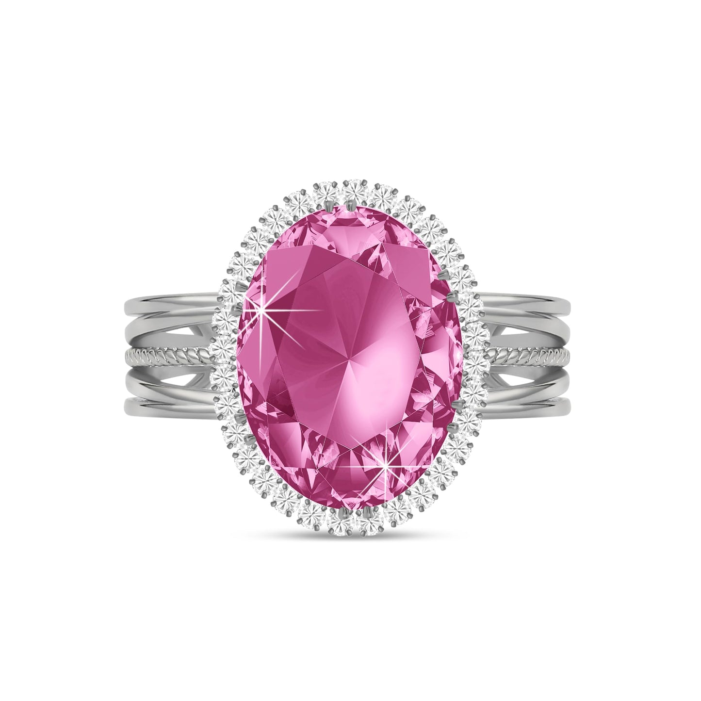 Linawe Birthstone Chunky Adjustable Rings for Women, Gold/Silver/Rose Gold Statement Rings, Imitation Diamond Fake Gemstone Crystal Cocktail Ring, Cubic Zirconia Costume Jewelry