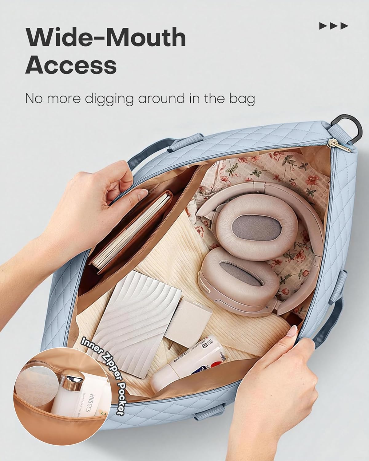 HOTOR Reisetasche - Große Weekender-Tasche für Frauen, Handgepäck mit Schuhfach, Übernachtungstasche mit Kulturtasche für Reiseutensilien und Reisezubehör, Schwarz, 34,0 x 45,0 x 20,0 cm