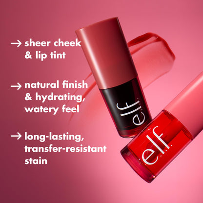 e.l.f. Sheer For It Blush Tint, vielseitig, langanhaltendes Lippen- & Wangen-Make-up, kreiert ein natürlich frisches Finish, vegan & tierversuchsfrei, Plums Up